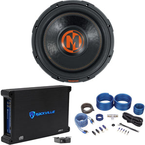 Memphis Audio MJP1244 12" 1500 Watt MOJO Car Subwoofer+Mono Amplifier+Amp Kit