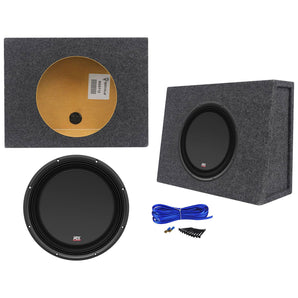 MTX 3512-04S 12" 600 Watt Shallow Car Subwoofer+Sealed Sub Box Slim Enclosure