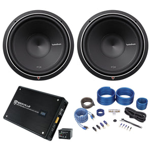 (2) Rockford Fosgate Punch P2D4-15 1600w 15" Subwoofers+Mono Amplifier+Amp Kit