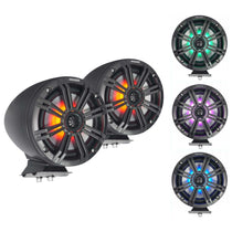 (2) KICKER KMFC65 6.5" 195w Marine LED Speakers in Surface Mount Pods 46KMFC65