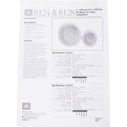 (4) JBL 8124 4" Full Range Commercial 70V/100V 6w Ceiling Speakers 4 Restaurant