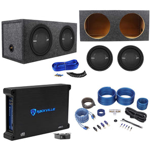 2) Polk Audio MM 1242 SVC 12" 2520w Subwoofers Bundle with Sealed Box, Mono Amplifier & Amp Kit