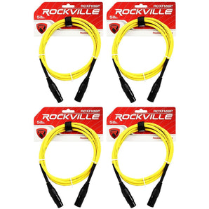 4 Rockville RCXFM6P-Y Yellow 6' Female to Male REAN XLR Mic Cable 100% Copper