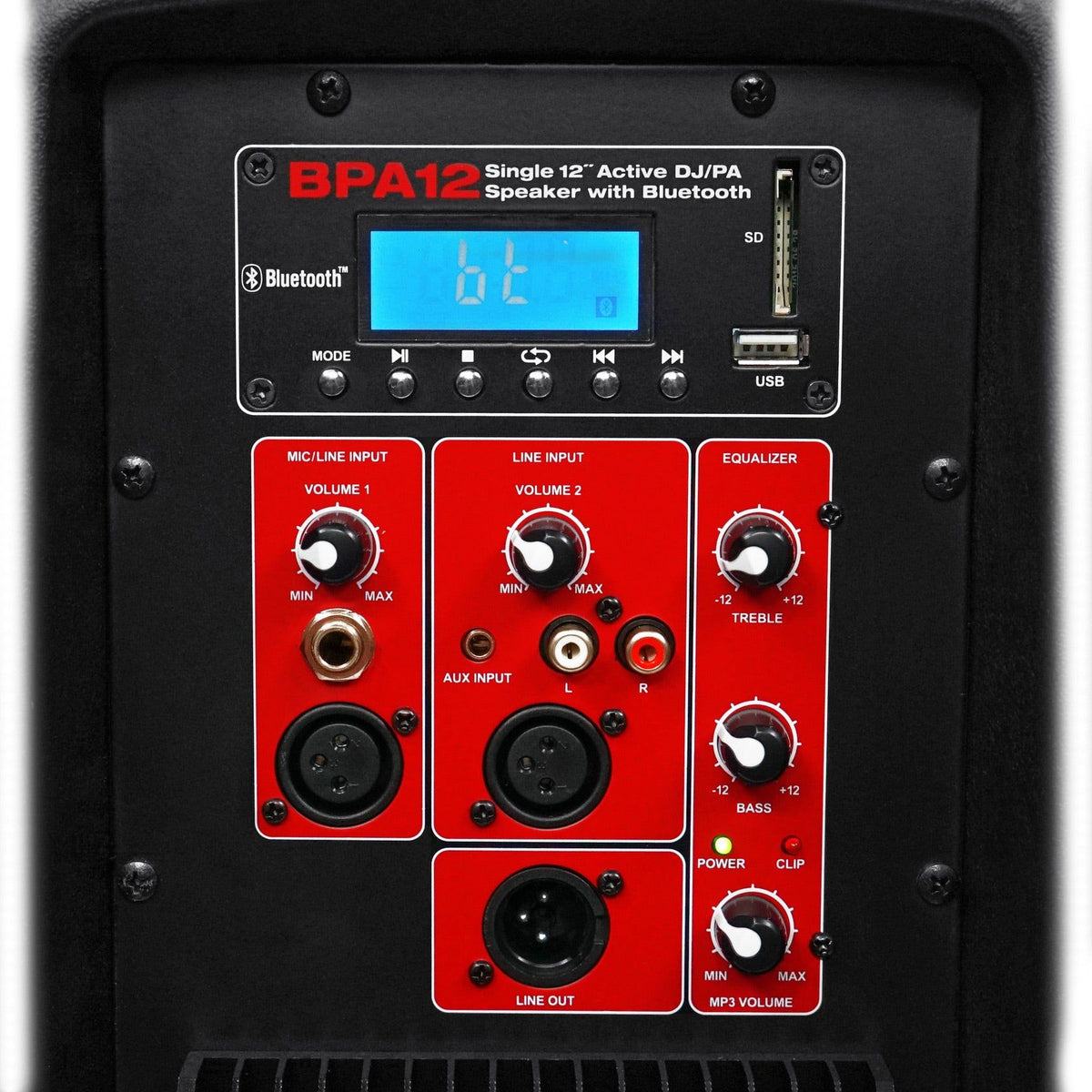 (2) BPA12 12" Powered 600W DJ PA Speakers w/Bluetooth+LED Stands+Cables