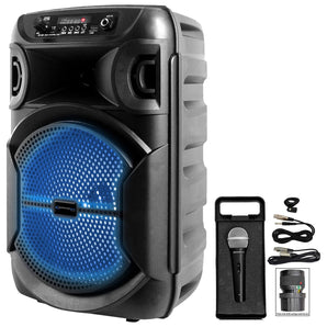 Technical Pro BOOM8 Rechargeable 8" LED Party Speaker w/Bluetooth/USB+Microphone