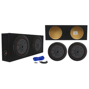 (2) Kicker 48CWRT122 COMPRT12 2000W 12" Slim Car Subwoofers+Shallow Sub Box