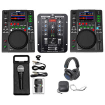 (2) MDJ-600 DJ Controllers with 2-Channel Mixer, Headphones & Microphone
