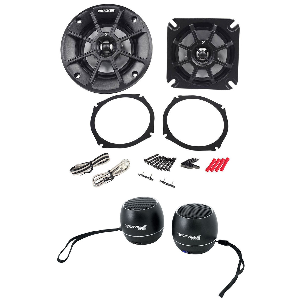 Pair Kicker 40PS42 4" Motorcycle Speakers Fits Honda Goldwing PS4+Free Speakers