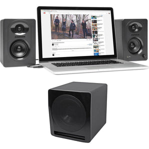 (2) SAMSON M30 Powered Studio/Computer/Podcast Monitors Speakers+10" Subwoofer