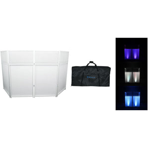 Rockville Rockbooth XL White Event Booth DJ Facade w/Built in Table+Bag+Scrims