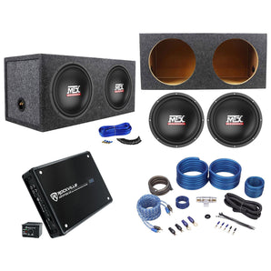 (2) MTX Terminator TN12-02 12” 800w Subwoofers+Sealed Box+Mono Amplifier+Amp Kit