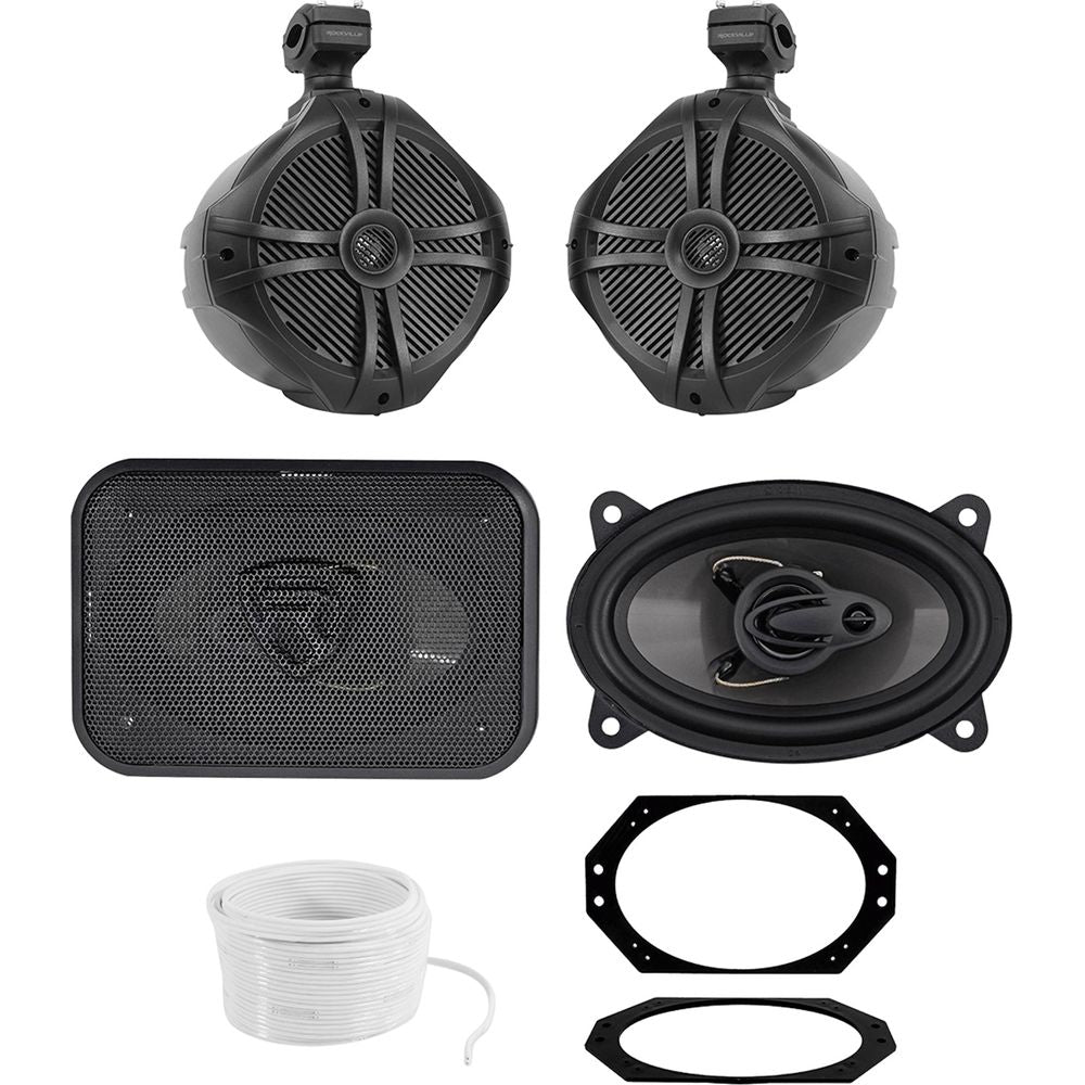 8" Swivel Tower Speakers+Front Speaker Upgrade For 2003-2006 JEEP WRANGLER TJ