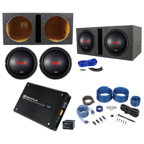 (2) Boss Audio CXX124DVC 12" 2400w Subwoofers+Vented Box+Mono Amplifier+Amp Kit