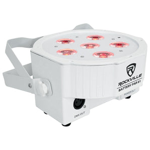 Rockville BATTERY PAR 61 White Rechargeable RGBWA+UV DMX DJ Wash Light+Remote