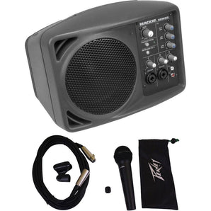 New Mackie SRM150 Powered Active PA Monitor Speaker + Peavey PVI2XLR Microphone