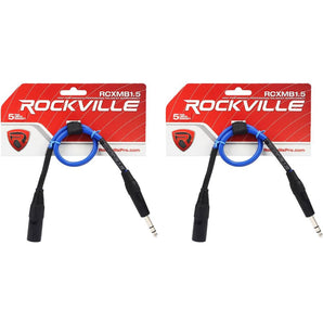 2 Rockville RCXMB1.5BL Blue 1.5' Male REAN XLR to 1/4'' TRS Balanced Cables