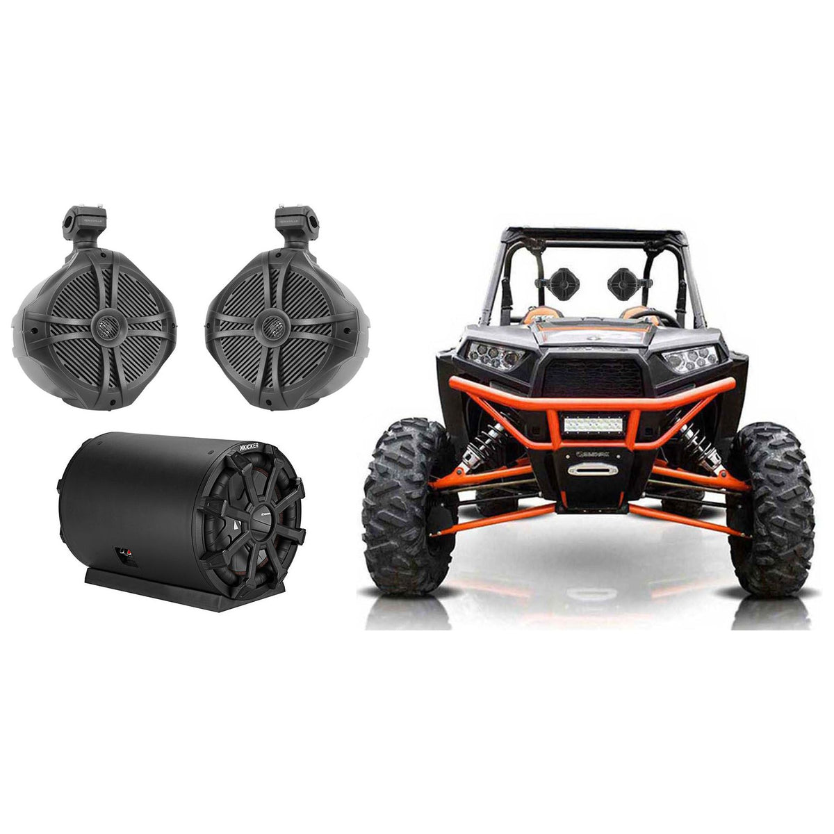 KICKER 46CWTB102 10" Subwoofer In Enclosure+(2) 8" Tower Speakers RZR/ATV/UTV