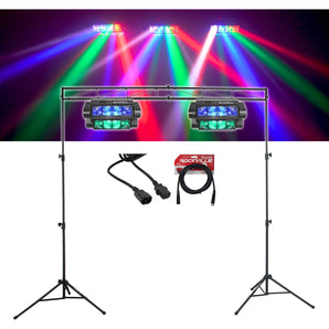 (2) Rockville Spyder LED Beam Moving Head DMX DJ Party Lights+8 Ft. Truss System