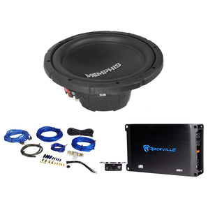 Memphis Audio SRX1244 12" 500w SRX Car DVC Subwoofer Sub+Mono Amplifier+Amp Kit