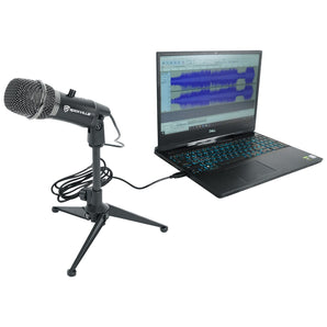 Rockville A-STREAM Live Streaming USB Microphone w Gain+Mute Control+Stand+Cable