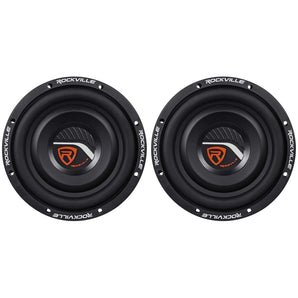 (2) Rockville W8T4-S4 8 inch Shallow Mount 2000w Car Subwoofers 4 Ohm Subs