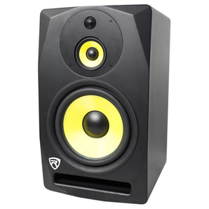 (2) Rockville DPM10B 10" 800w Active Studio Monitors+Headphones+Mic+Shield & Stand