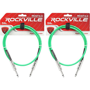 2 Rockville RCGT3.0G 3'  1/4" TS to 1/4'' TS Guitar/Instrument Cable