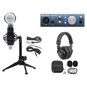 1-Person Podcast Podcasting Recording Kit Presonus Audiobox Ione Interface+Stand