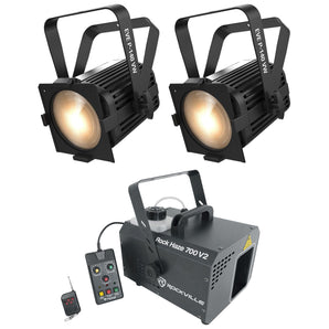 (2) Chauvet DJ EVE P-140 VW DMX D-Fi Cool/Warm White Wash Stage Lights+Hazer