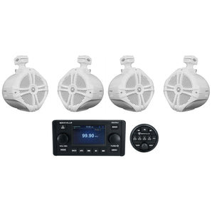 Rockville RGHR51 5 Zone Marine Bluetooth Receiver+(4) 8" White Tower Speakers
