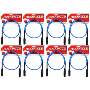 8 Rockville RCXFM3P-BL Blue 3' Female to Male REAN XLR Mic Cable 100% Copper