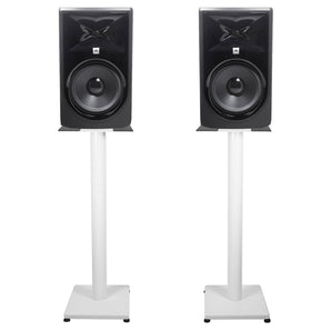 (2) JBL 308P MkII 8" Powered Studio Monitor Monitoring Speakers+White 29" Stands