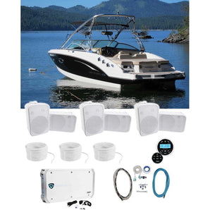 Rockville RGHR2 Marine Gauge Receiver w/Bluetooth+Remote+(6) 6.5" Boat Speakers