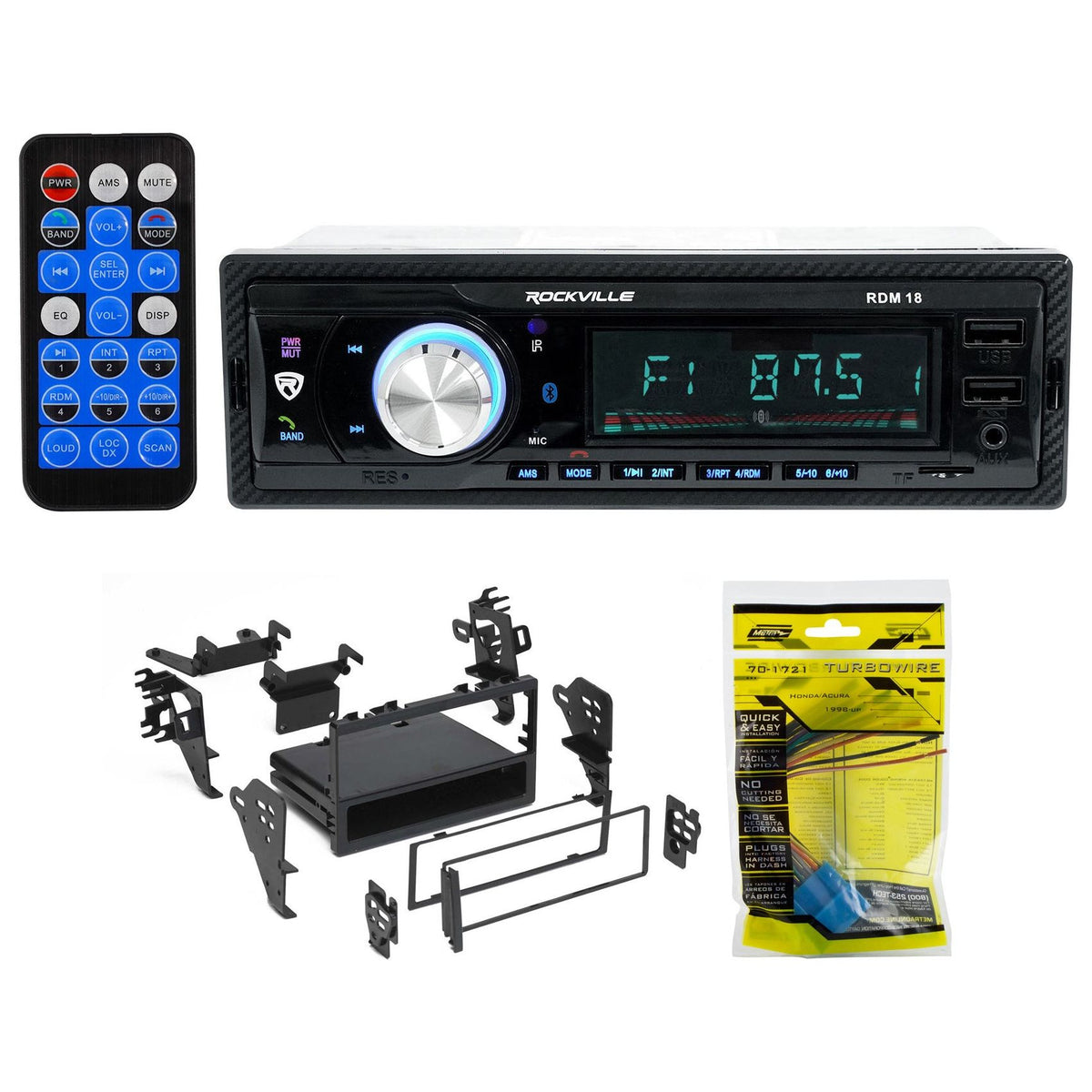 Single-Din Car Digital Media Bluetooth Receiver + Install For 2005 Honda Civic SE