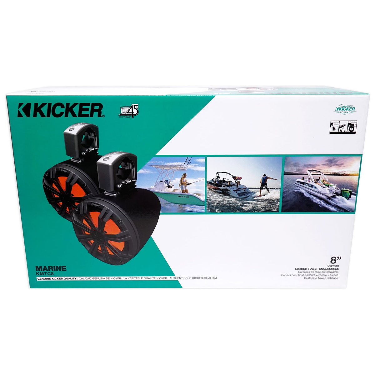 45KMTC8 8" 600W Marine Wakeboard Tower Speakers w/LED's + RWBC80 Neoprene Covers
