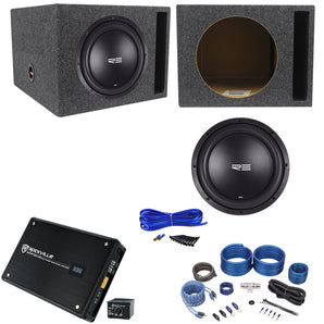 RE Audio SEX12D2 V2 SEXV2 12" 750W Subwoofer+Vented Box+Mono Amplifier+Amp Kit