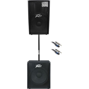 Peavey PV115 15" 800w PA Speaker+ PV118 18" Subwoofer + Pole + Cable PV 115+118