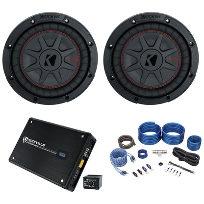 48CWRT84 Shallow 8-Inch Subwoofers, 750W Mono Amplifier & 4-Gauge Wiring Kit