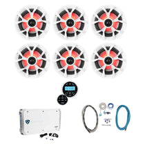 RKL65MBW 6.5" LED 6-Pack + Marine Receiver + 6-Channel Amp Bundle
