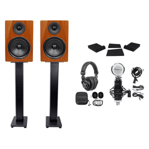 (2) Rockville DPM6C 6.5" 420w Dual Active Studio Monitors+Stands+Headphones and Mic