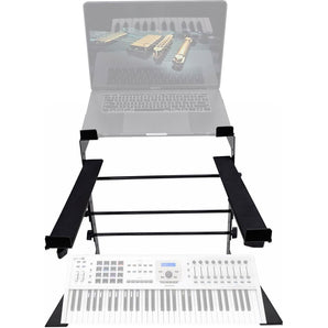 Rockville Dual Shelf Laptop+Controller Stand for Arturia Keylab MKII 61 Keyboard