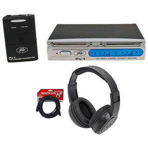 Peavey PV-1 U1 BHS 911.70MHZ UHF Wireless Headset Mic System+Cable+Headphones