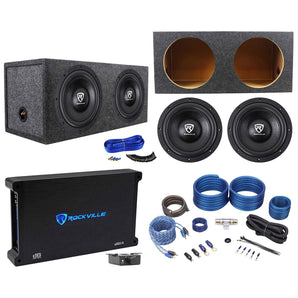 2) Rockville W10K6D2 V2 10" 4000w Subwoofers+Sealed Box+Mono Amplifier+Amp Kit