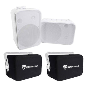 2 Rockville 6.5" 500w Outdoor Speakers+Waterproof Covers For Restaurant/Bar/Cafe