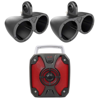 12KMTED Dual 6.5-Inch Wakeboard Tower Enclosures + ROCKBOX Bluetooth Speaker
