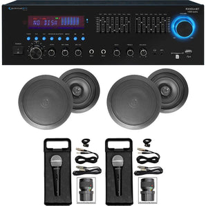 Home Karaoke Machine System w/ Bluetooth+(4) 6.5" Black Ceiling Speakers