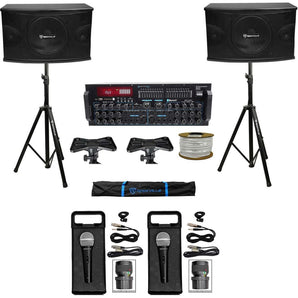 Rockville Karaoke Machine System w/(2) 10" Speakers+Bluetooth Pro Mixer Amp+Mics