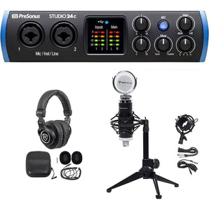 1-Person Podcast Podcasting Recording Kit w/Presonus STUDIO 24C Interface+Stand