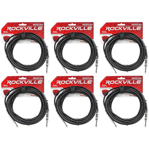 6 Rockville RCGT20B 20'  1/4" TS to 1/4'' TS Guitar/Instrument Cable