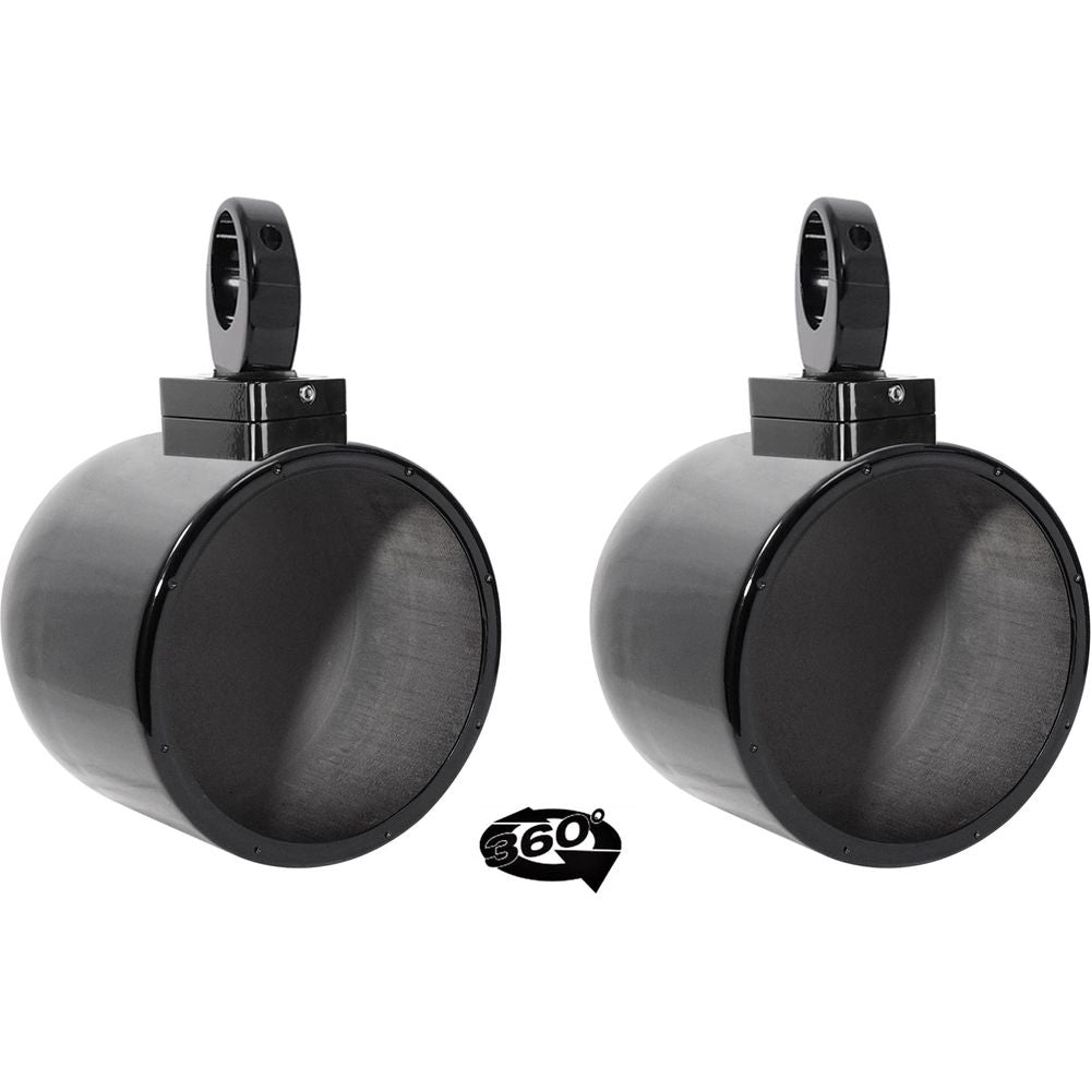 MAC80B 7.7" 360 Swivel Black Aluminum Wakeboard Tower Speaker Pods